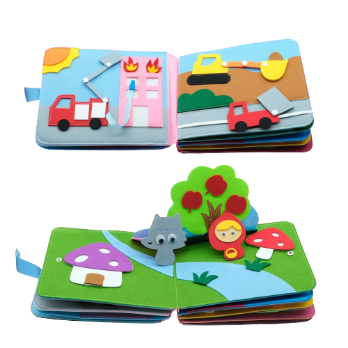 Quadrinhos Montessori Lavável para Crianças: Livro de Pano 3D para Aprendizagem