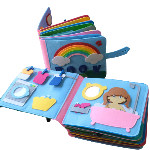 Quadrinhos Montessori Lavável para Crianças: Livro de Pano 3D para Aprendizagem